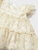 1890 Mayoral Baby Girls Embroidered Hearts Allover Overlay Dress - Wheat