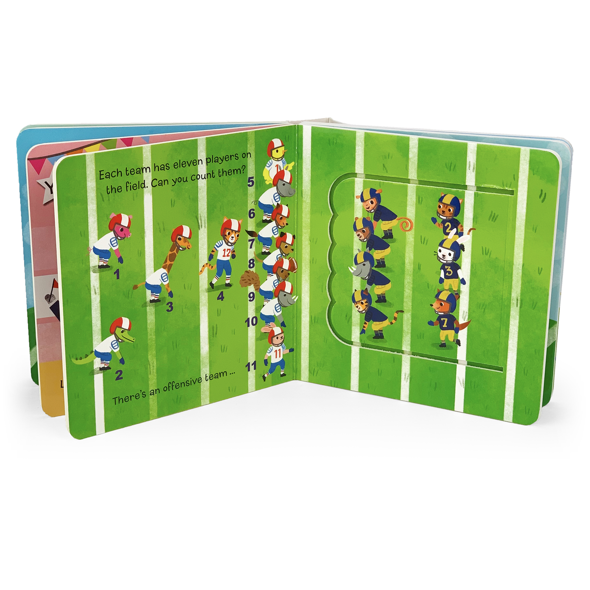 Let's Play Football lift-the-flap board book, inside pages