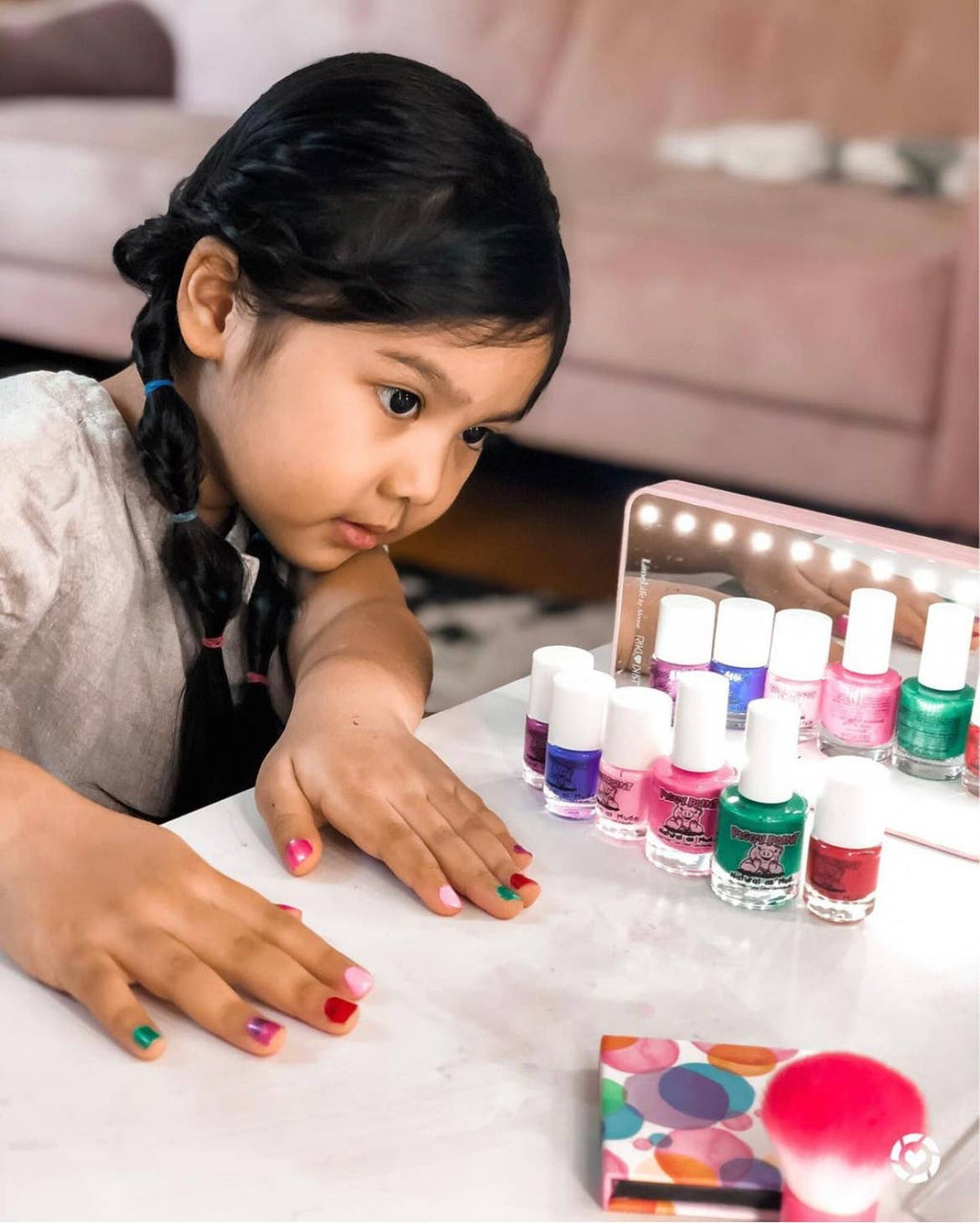 Piggy Paint Magical Melon scented mini nail polish, girl painting nails