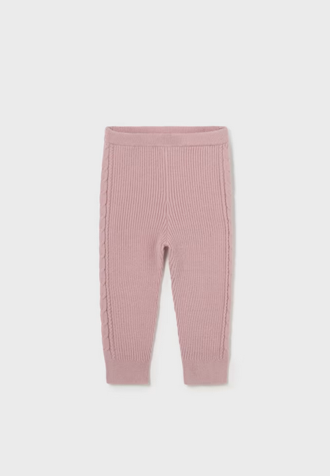 Mayoral baby tricot knit leggings, petal, front view