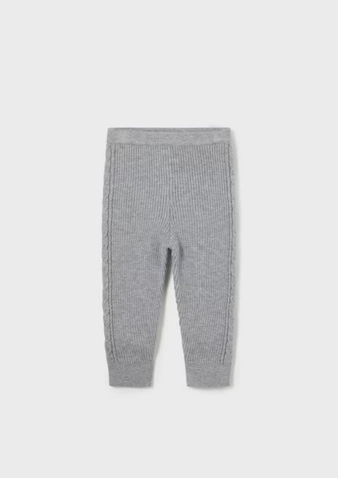 Mayoral girls knit leggings, steel, front view
