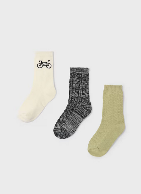 Mayoral boys 3-piece sock set, pencil, front view