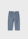 Mayoral baby dressy linen pants, blue, front view