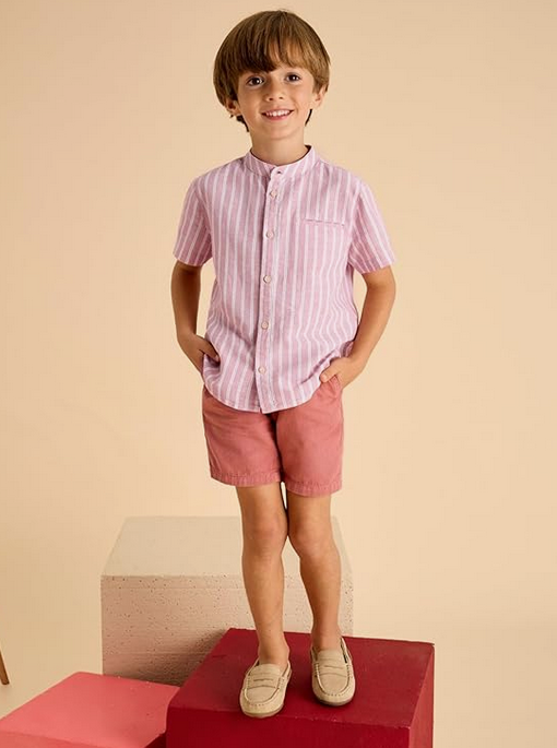 Mayoral boys twill chino shorts, guava, view 4