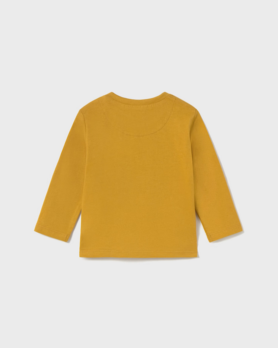 Mayoral toddler boy long sleeve lift-the-flap interactive play t-shirt, mustard farm tractor, view 4