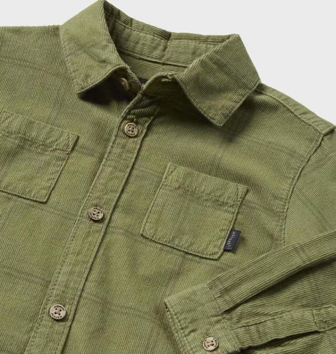 Mayoral toddler boy micro corduroy button-up overshirt, bayleaf green, view 3