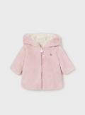 Mayoral baby girl reversible faux fur coat, blush, front view