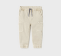 Mayoral toddler boy drawstring jogger top cargo pants, stone tan, front view