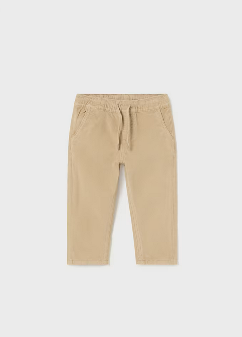 Mayoral baby corduroy joggers, almond, front view