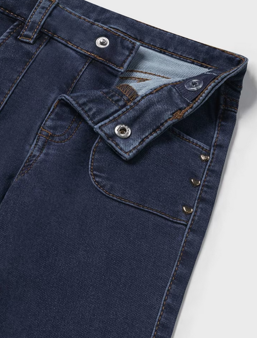 Mayoral baby girl flared jeans, dark wash, view 2