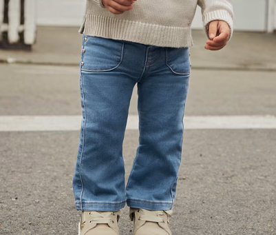 Mayoral baby girl flared jeans, dark wash, view 4