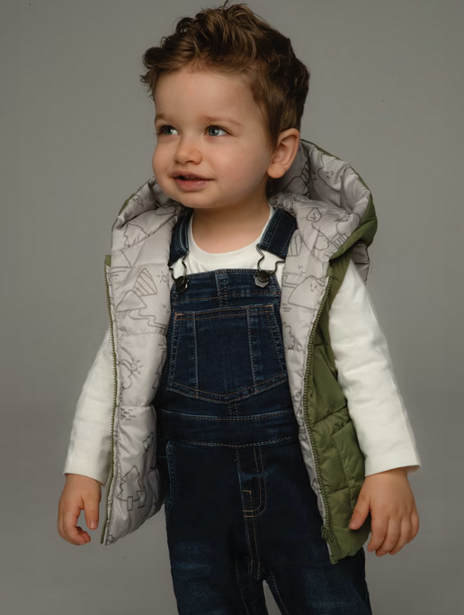 Mayoral baby soft denim overalls, dark, view 2