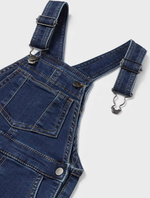 Mayoral baby soft denim overalls, dark, view 4