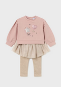 Mayoral baby girl tutu and leggings set, blush, front view