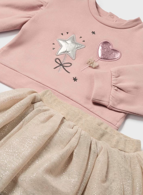 Mayoral baby girl tutu and leggings set, blush, view 2