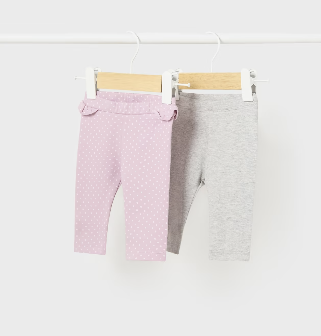 Sustainable Cotton 2 Pr Legging Set - Violet and Grey