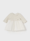Mayoral baby girl glitter skirt knit top combined, champagne, front view