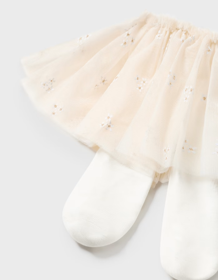 Mayoral baby girl 3 piece ruffled collar bodysuit tutu & headband set, soft white & champagne, view 4