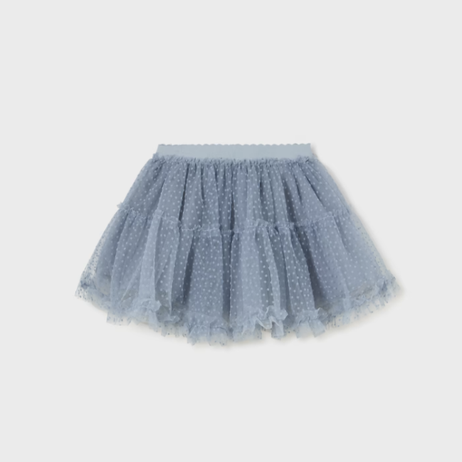 Mayoral toddler girl textured tulle skirt, bluebell, front view
