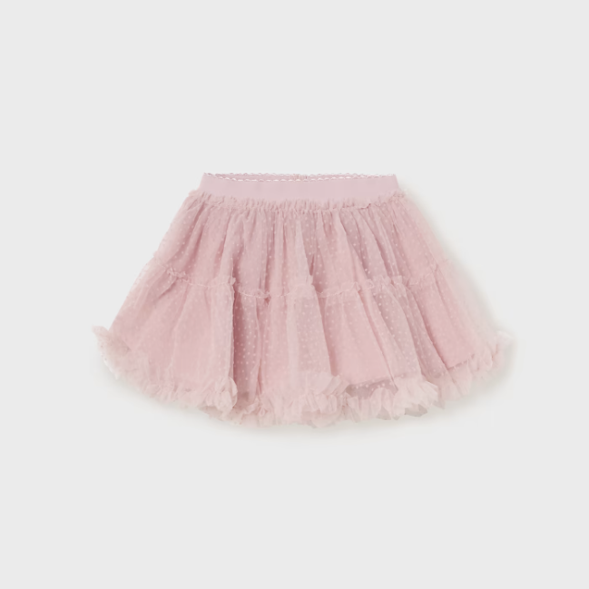 Mayoral toddler girl textured tulle skirt, rose pink, front view