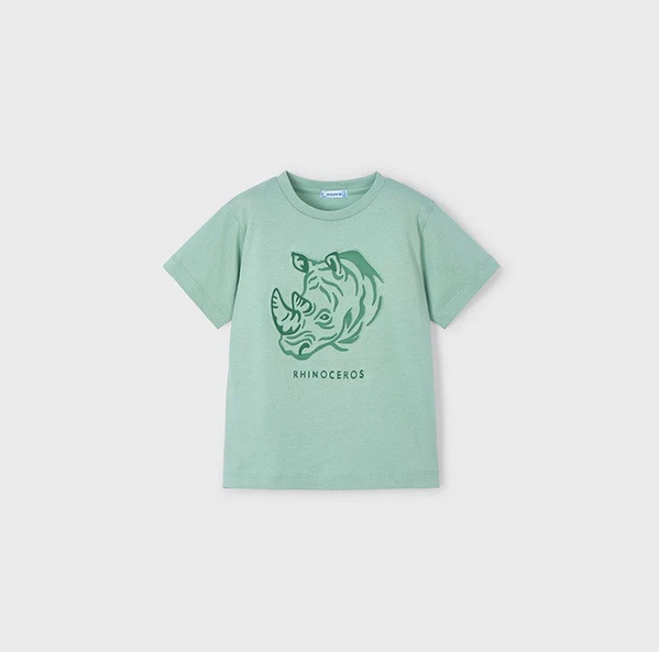 Mayoral boys eco-sustainable 3d textured print rhino, bay leaf, front view