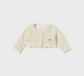 Mayoral baby girl basic knit short cardigan, champagne, front view