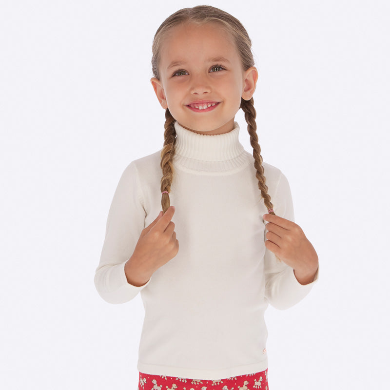 mayoral 313 soft white/ivory basic knit turtleneck, sleek and classy design