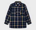 Mayoral boys button up plaid shacket, navy, view 2