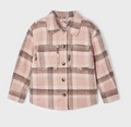 Mayoral girls plaid shacket, pink, view 2