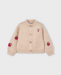 Mayoral girls fantasy knit cardigan sweater, le marais strawberries, front view