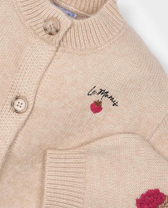 Mayoral girls fantasy knit cardigan sweater, le marais strawberries, view 3