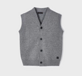 Mayoral boys button up dress knit vest, grey, front view