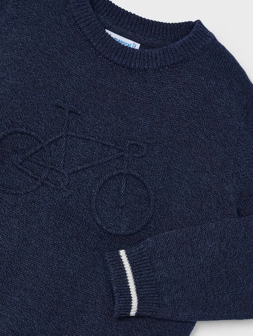 Mayoral boys embossed bike sweater, navy, view 3