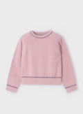Mayoral girls fuzzy sweater for girls, nude pink, front view