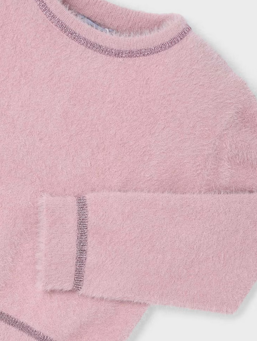 Mayoral girls fuzzy sweater for girls, nude pink, view 2