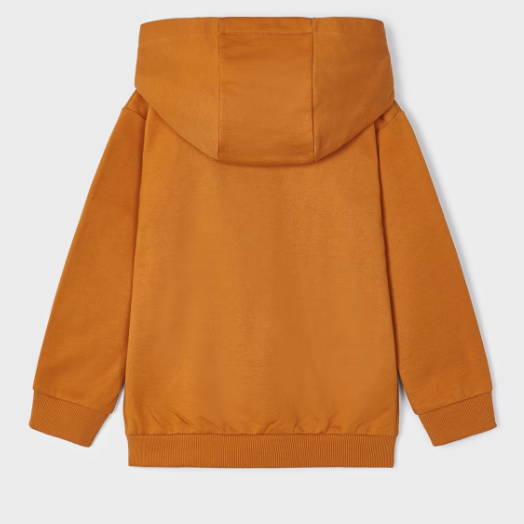 Mayoral boys rubber bear applique hooded sweatshirt, saffron, view 2