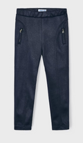 Mayoral girls shimmer slim fit riding pants, navy, front view