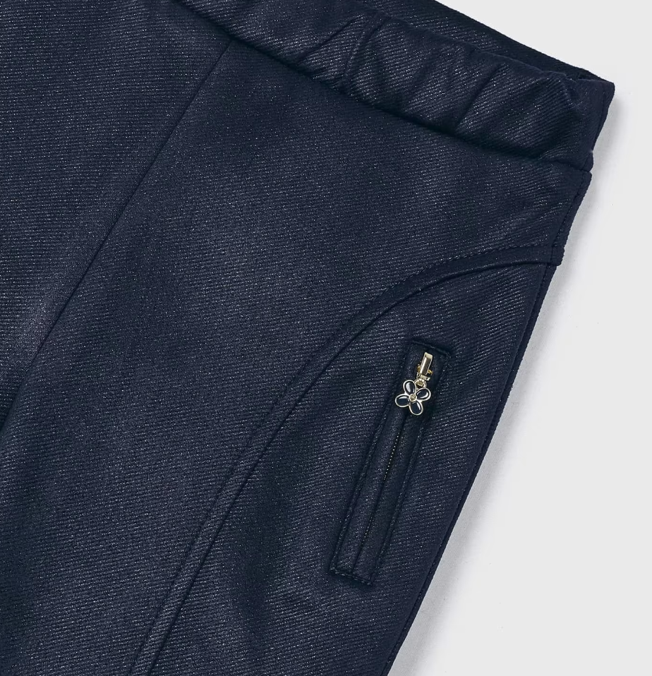 Mayoral girls shimmer slim fit riding pants, navy, view 3