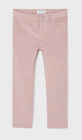 Mayoral girls shimmer corduroy pants, nude pink, front view