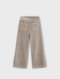 Mayoral girls wide leg soft velour corduroy pants, mole tan, front view