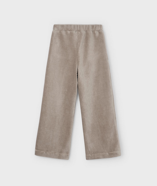 Mayoral girls wide leg soft velour corduroy pants, mole tan, view 2
