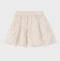 Mayoral girls sequined applique overlay tulle skirt, champagne, front view