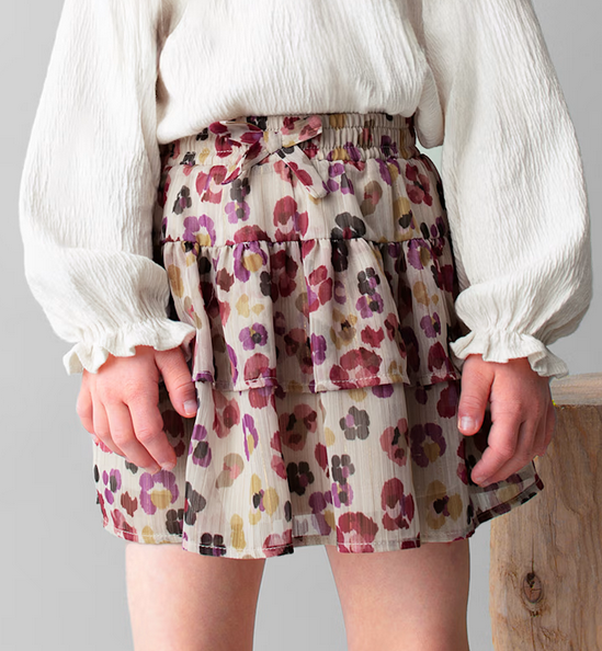 Mayoral girls layered ruffled gauze skirt, cherry, view 4