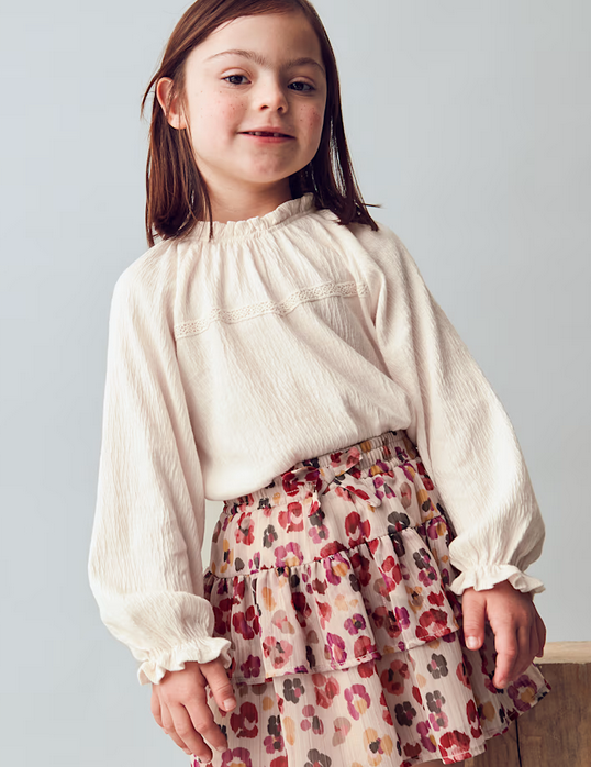 Mayoral girls layered ruffled gauze skirt, cherry, view 5