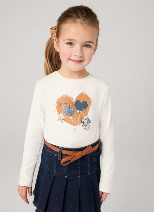 Mayoral girls denim skirt with belt, dark, view 3