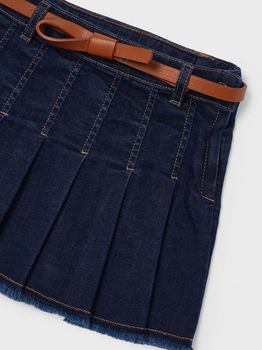 Mayoral girls denim skirt with belt, dark, view 5