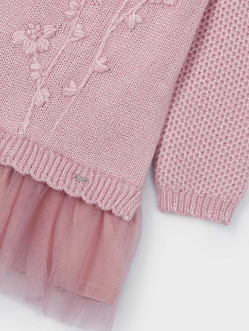 Mayoral girls combined knit dress, rose, view 3