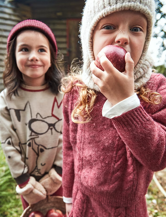 Mayoral girls eco-recycled fibers 2 piece tricot knit sweater and skirt set, cherry red, view 4