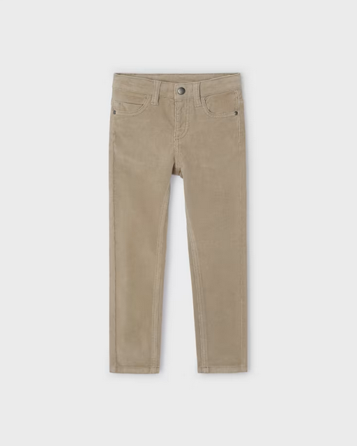 Mayoral boys micro corduroy pants, walnut, front view