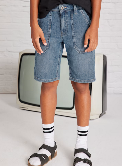 Mayoral tween boys denim bermuda shorts, medium wash, view 2